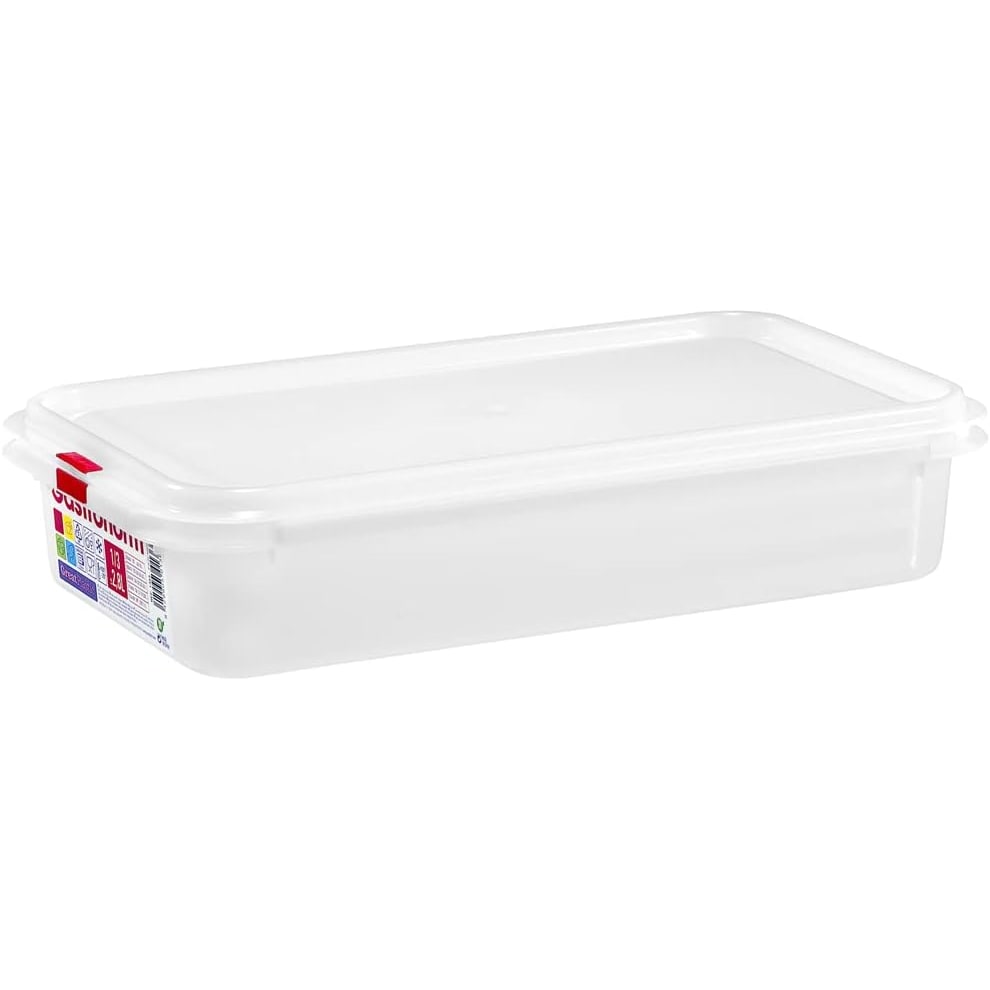 Pack 6 Tupper de plástico hermético rectangular apto para microondas, lavavajillas y congelador. Medidas: 325x176x65 2,8L