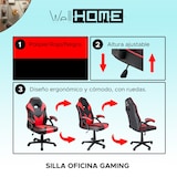 thumbnail of Wellhome Silla oficina gaming universal rojo con reposabrazos