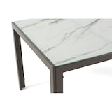 thumbnail of Rechthoekige tafel 150 x 90 cm voor binnen en buiten, aluminium frame en glazen blad,voor keuken,eetkamer of tuin,voor 6 personen Milo/Tortora/Marmer