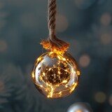 thumbnail of LED Glaskugel Deko Kugel Juteseil beleuchtet Timer Rauchglas D: 20cm Weihnachten