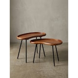 thumbnail of Retro Couchtisch `Umbrien`: Massivholz und Metallbeine, Nierenform, Sheesham-Holz, Handgefertigt. 71x40x51 cm | Kadima Design