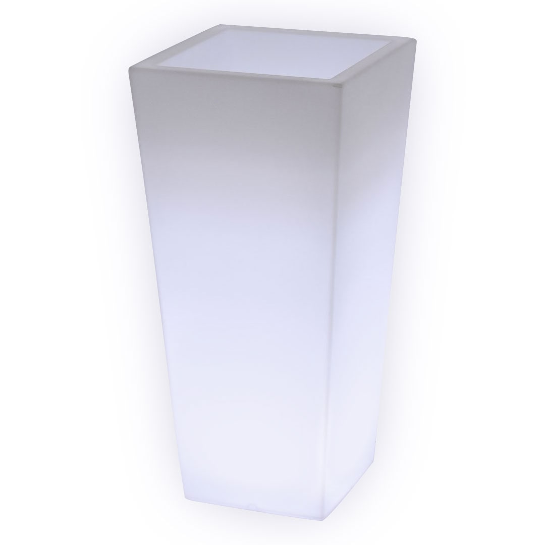 Danieli Vasi luminosi da Giardino a LED | in resina antigraffio illuminato con Luce bianco fredda 5000 k| Led IP67 | Made in Italy | cm 38x38x80| kg 5