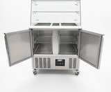 thumbnail of Romux® Saladette und Pizzatisch 2 Türen 90x70 cm für Behälter mit Glasglocke | Kühltisch von Pizzen und Salaten