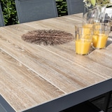 thumbnail of Set van tuintafel en 6 stoelen in aluminium en houtkeramiek