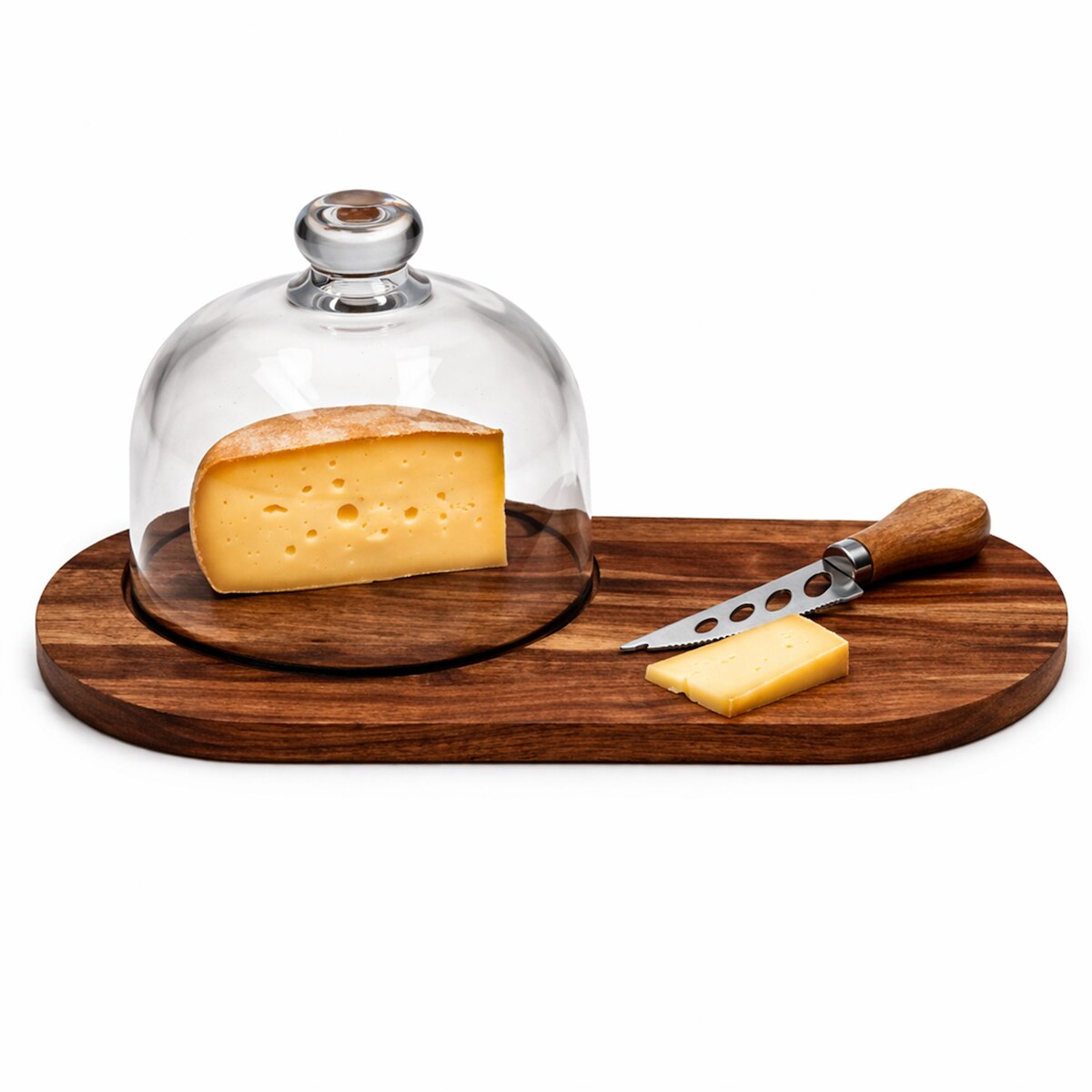 3tlg Set Brie Käsebrett mit Glas-Glocke & Messer – 278001200****Vorpackplatz: REIHE 42.3///PLATZ 4