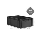 thumbnail of PROREGAL SuperSparSet 4x Eurobox NextGen Grip mit Scharnierdeckel & grünen Verschlüssen, HxBxT 22x40x60cm, 44L, Schwarz, Griffe zu, Eurobehälter