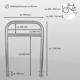 thumbnail of Fahrradanlehnbügel 78 x 115 cm Stahl feuerverzinkt Ø 60 mm grau Einbetonieren Fahrradständer Parker Typ H