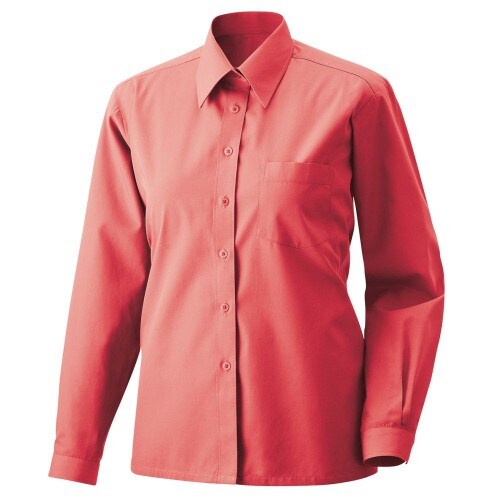 450 - Damenbluse langarm : rot 60% Baumwolle 40% Polyester 120 g/m² 44