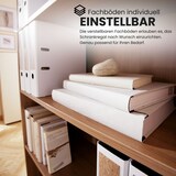 thumbnail of bümö Mehrzweckschrank 80cm breit, Aktenschrank o. Schuhschrank hoch, Milchglastüren Schrank, Küchenschrank in Weiß/Silber aus Holz, Vorratsschrank &