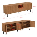thumbnail of Helloshop26 - Meuble TV de rangement moderne 140 x 30 x 46 cm effet bois foncé 03_0007761