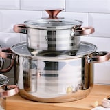 thumbnail of San Ignacio - 8-teiliges Kochgeschirr-Set, geeignet für Induktion, Altea, Edelstahl + Set mit 4 Küchenmessern aus Edelstahl, Daimiel