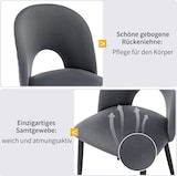 thumbnail of Essgruppe 5-teilig Esstisch mit 4 Stühlen 140x75x80 cm Grau Samt, Tischplatte in Marmor Optik aus MDF, Metallgestell