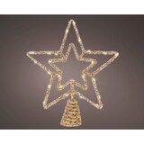 thumbnail of LED Christbaumspitze Stern mit Timer 28cm Metall Gold / Warmweiß