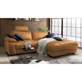 thumbnail of KAWOLA Sofa LOLA Ecksofa Stoff cognac mit motorischer Relaxfunktion Recamiere rechts