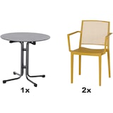 thumbnail of SIENA GARDEN Urban Lights Set 3teilig Square Sessel gastrotauglich mustard mit Tisch Sola Ø80