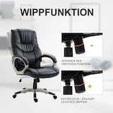 thumbnail of Bürostuhl ergonomisch höhenverstellbar 124x68x73 cm Schwarz mit Wippfunktion 360 Grad drehbar gepolstert Kunstleder Metallgestell