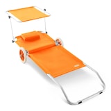 thumbnail of CASARIA® Alu Strandliege Klappbar Sonnenliege mit Dach Rollen Kissen Gartenliege Orange