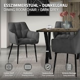 thumbnail of ML-Design – Esszimmerstühle 2er Set – Dunkelgrau Frotteestoff | dick gepolstert, Armlehnen, Metallbeine, ergonomisch