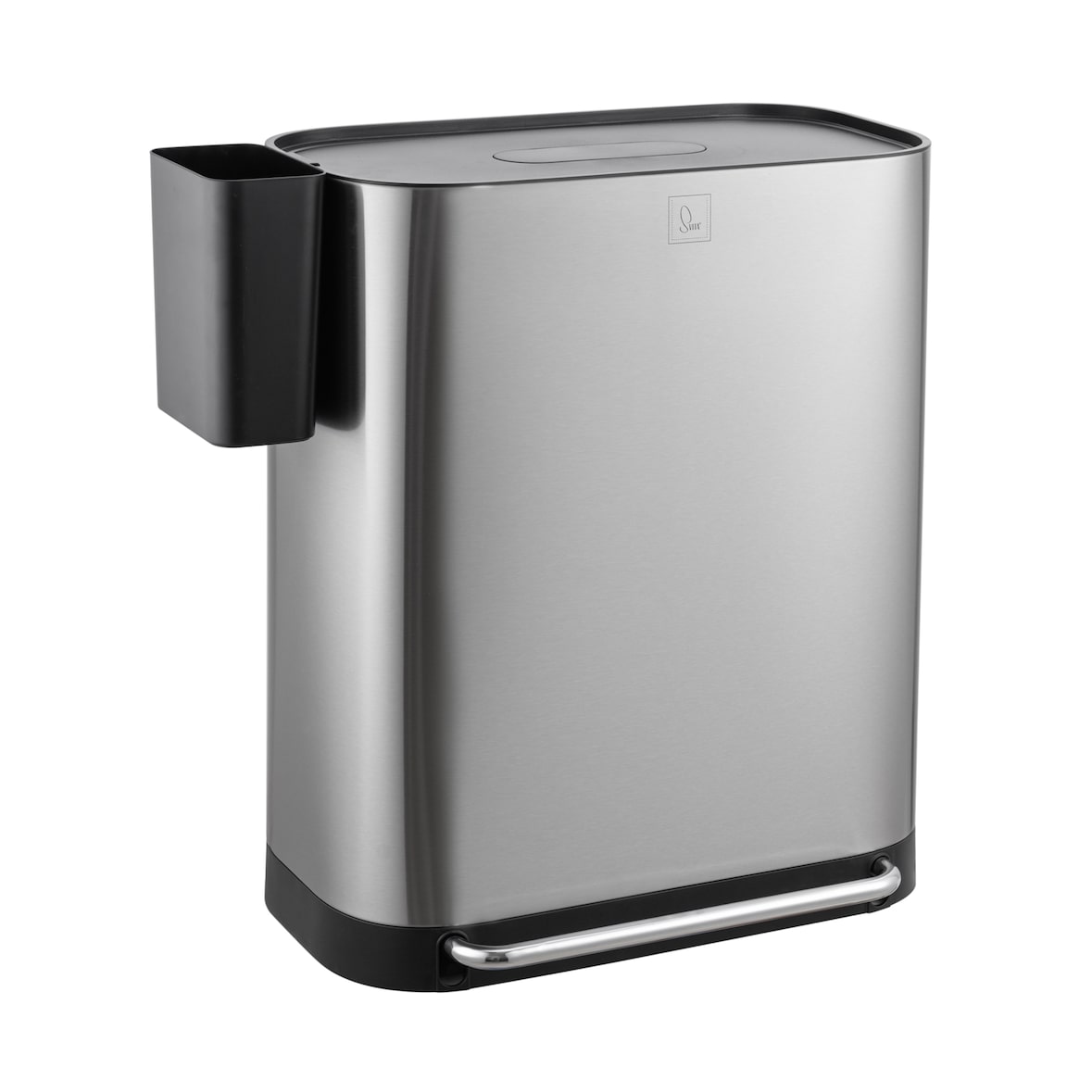 SVITA MLT2X30 Mülleimer Treteimer Abfalleimer 60l 2 Fächer freistehend mit Deckel inkl. Inneneimer Silber