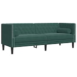 thumbnail of Canapé Chesterfield avec traversins 3 places vert foncé velours Modèle Dervélia