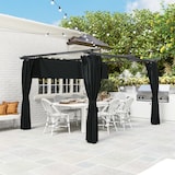 thumbnail of Outsunny pérgola con techo retráctil 4x3 m pérgola de aluminio con paredes laterales cenador con tela de poliéster anti-UV resistente al agua gris