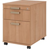 thumbnail of bümö Rollcontainer mit Hängeregistratur, Container abschließbar aus Holz in Nussbaum - Rollwagen für's Büro mit Hängeregister als Schreibtisch