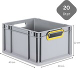thumbnail of PROREGAL 5x Eurobox NextGen Color | HxBxT 22x30x40cm | 20 Liter | Griffe gelb offen | Glatter Boden | Eurobehälter