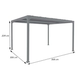 thumbnail of Alu Pergola HWC-L41, Lamellen-Pavillon Terrassenüberdachung, stabiles 8cm-Metall-Gestell 3x3,7m ~ anthrazit