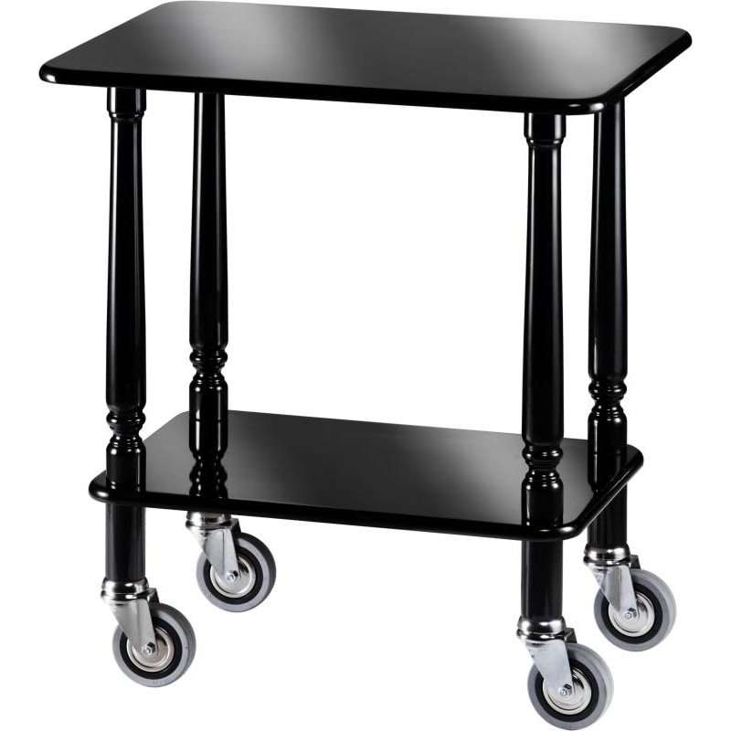 Carrello gueridon in nobilitato nero con bordo in gomma cm 70x50x78h