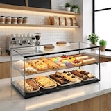 thumbnail of MBH - Neutrale vitrine SLIM 92 cm 2 etages voor catering. Neutrale glazen vitrine voor gebak en taarten.