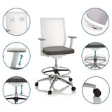 thumbnail of Arbeitsstuhl / Counterstuhl ASPEN WORK W Netzstoff transparent / Sitz Stoff grau hjh OFFICE