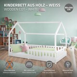 thumbnail of ML-Design Kinderbett 90x200 cm Weiß mit Rausfallschutz, Dach & Lattenrost, Hausbett aus massivem Kiefernholz, Kinderhaus Bodenbett Spielbett