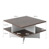 thumbnail of Mesa de café de madeira COSTWAY, mesa de sala de estar quadrada com 4 prateleiras, mesa lateral, mesa de café estilo fazenda