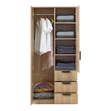thumbnail of Helloshop26 - Moderner Kleiderschrank fürs Schlafzimmer zeitloses Aufbewahrungsmöbel 1 Kleiderstange 4 Einlegeböden 3 Schubladen 03_0006370