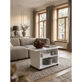 thumbnail of Design Couchtisch WL5.738 95 x 51 x 54,5 cm Weiß Drehbar mit Rollen, Wohnzimmertisch Coffee Table, Sofatisch Loungetisch Holz, Kaffeetisch mit
