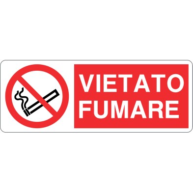 cartello alluminio 333x125 mm simbolo vietato fumare