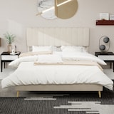 thumbnail of Moderner Minimalistischer Polsterbettrahmen 160x200 cm in Beige – Funktionales Schlafzimmermöbel ohne Stauraum