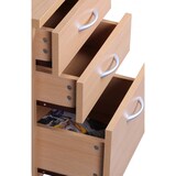 thumbnail of Moderner Büro Rollcontainer in Buche, 60 cm, mit 3 Schubladen, elegante Aluminiumgriffe, praktische Rollen für leichte Beweglichkeit | Kadima Design