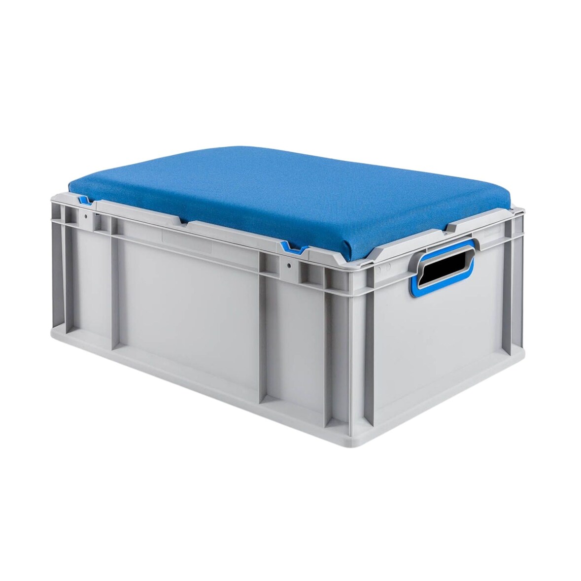 PROREGAL Eurobox NextGen Seat Box Blau | HxBxT 26,5x40x60cm | 44 Liter | Griffe offen | Eurobehälter, Sitzbox, Transportbox, Transportbehälter