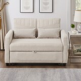 thumbnail of Zweisitzer-Klappsofa 82x114x77 cm Beige mit dreistufig verstellbarer Rückenlehne aus Baumwoll-Leinen-Stoff