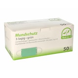 thumbnail of 250x Mundschutz Typ IIR 3-lagig 9 cm x 17,5 cm Nasenbügel Elastikbändern grün