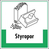 thumbnail of Aufkleber I Abfallkennzeichen Styropor, mit Symbol und Text, Folie, selbstklebend, 200x200mm