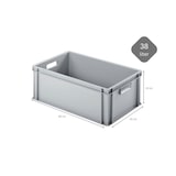 thumbnail of PROREGAL Eurobehälter mit offenem Griff | HxBxT 22x40x60cm | 38 Liter | Grau | Eurobox, Transportbox, Transportbehälter, Stapelbehälter
