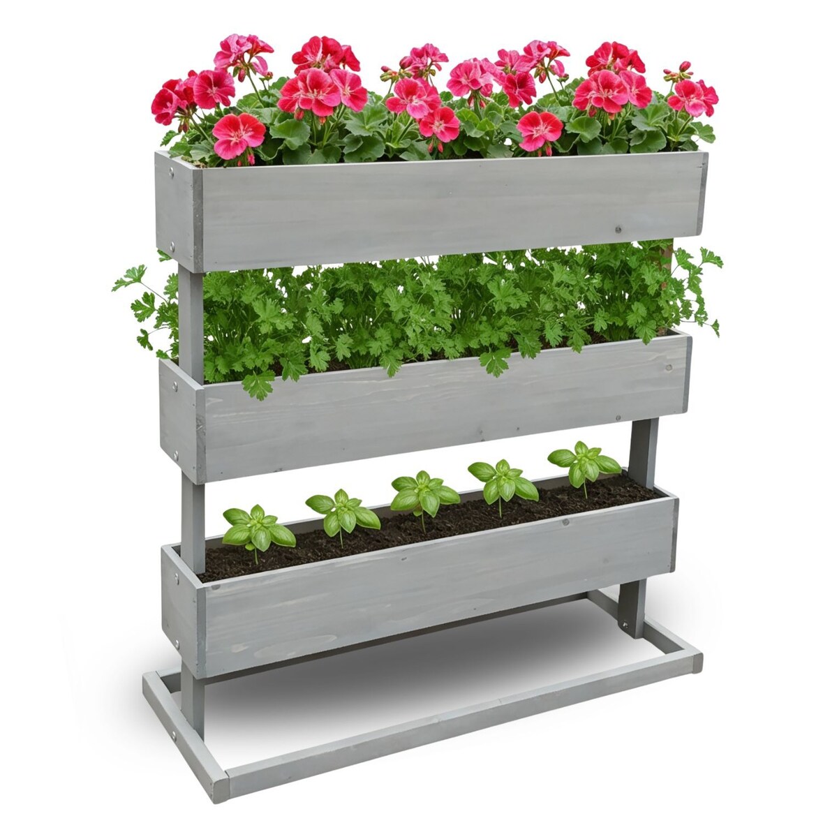 Coemo Kleines Vertikalbeet Hochbeet 3 Etagen inkl. Pflanzfolie