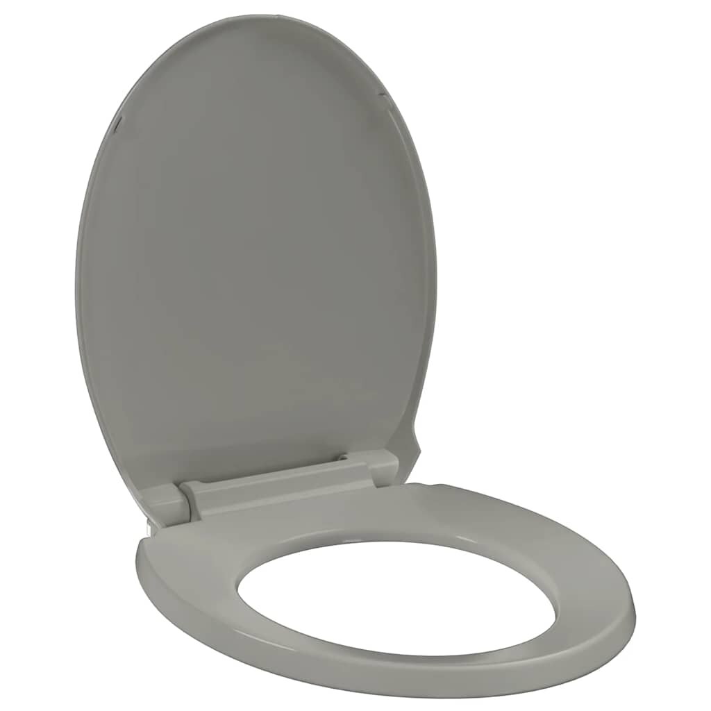 vidaXL Toilettensitz mit Absenkautomatik Quick-Release Grau Oval