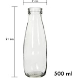 thumbnail of 6x Melkfles Glas - Glazen Fles met Kurk - Ø7 x H21 cm - 500ml