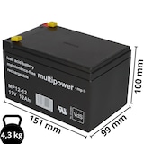 thumbnail of Multipower Blei-Akku MP12-12 Pb 12V 12Ah VdS G114091, Faston 4,8