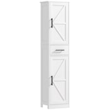 thumbnail of HOMCOM armario alto de baño estrecho con 2 puertas 1 cajón 2 estantes ajustables columna de baño estilo rústico para salón cocina 40x30x170 cm blanco