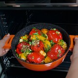 thumbnail of STONELINE® Gourmet Bräter 28 cm mit Deckel, Backofen und Induktion geeignet, Antihaftbeschichtung, ofenrot