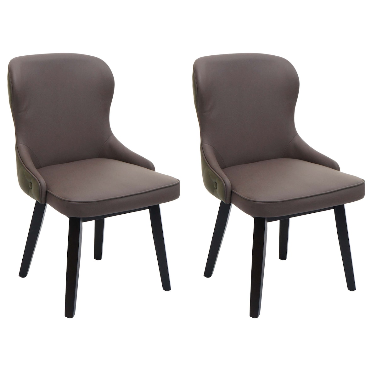 Juego de 2 sillas de comedor HWC-M60, silla tapizada silla de cocina sillón silla, tela/textil madera maciza ~ verde oscuro-gris